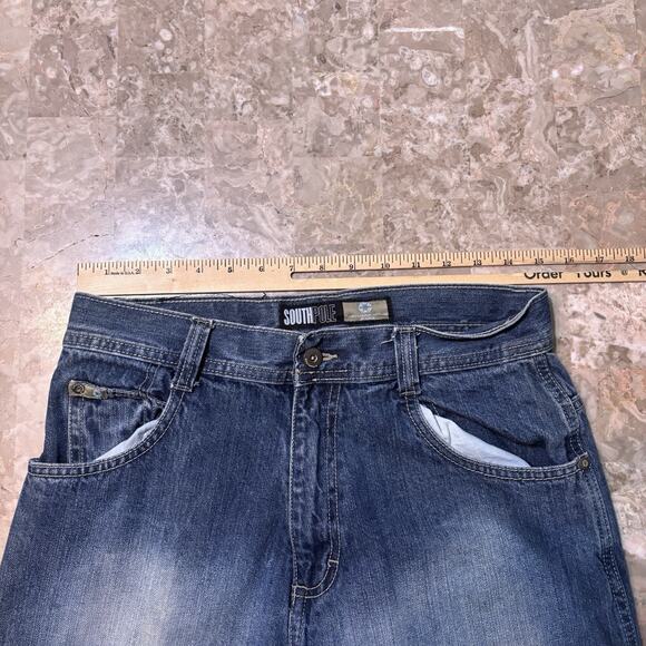 Vintage Southpole Jeans Mens 30x30 Blue Embroidered Denim Baggy Y2K Pinkman - Picture 8 of 13
